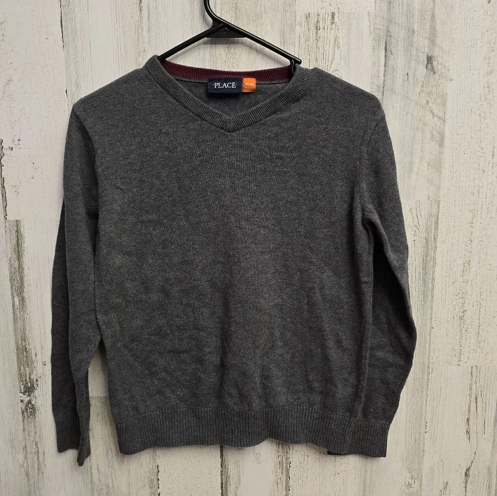 the children's place boys size 14-16 gray vneck sweater
